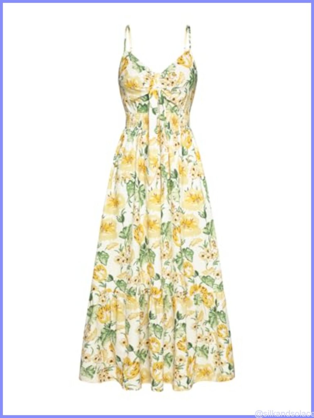 Women's Floral Maxi Dress with Smocked Waist, Adjustable Straps & Pockets